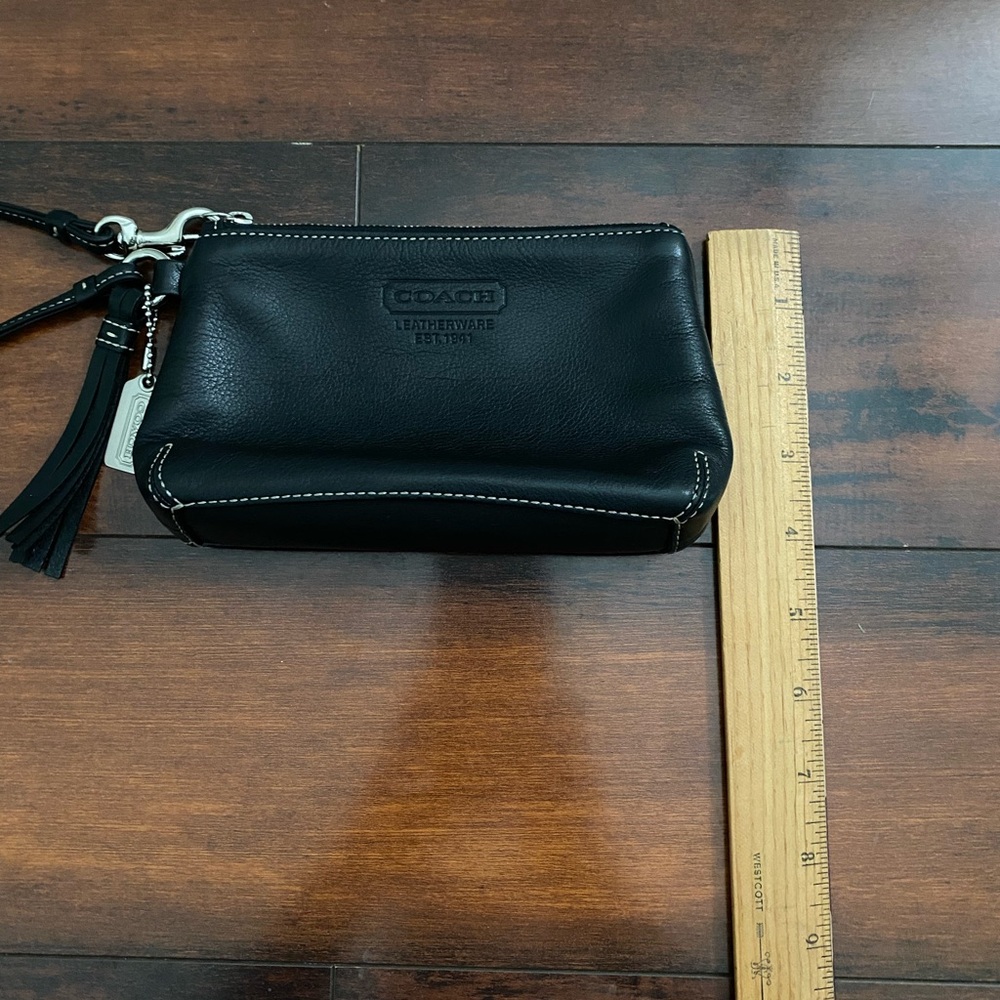 Coach Black Leather Pouch with Tassel Y2K